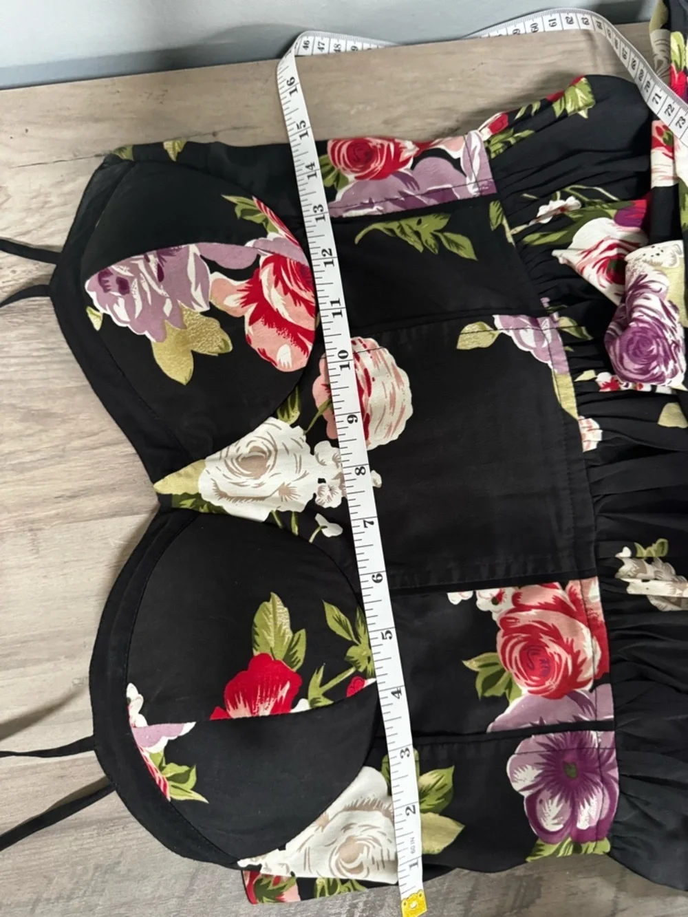Band of Gypsies Black Mini Dress with Pink Rose Print